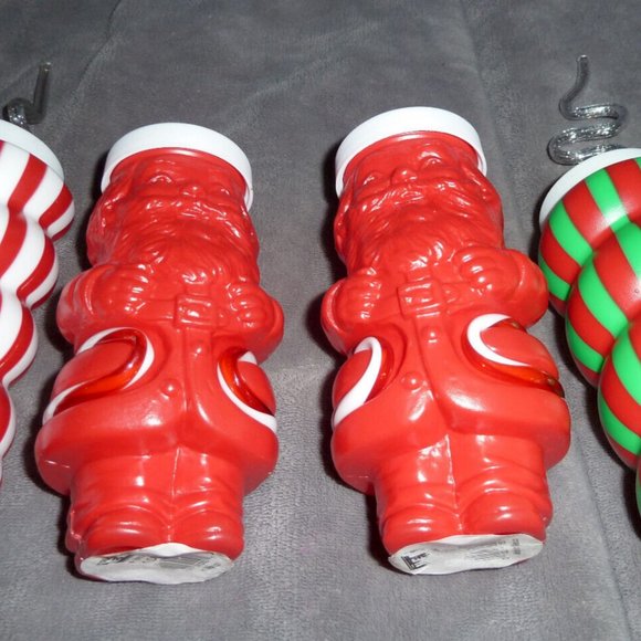 Vintage Christmas Krazy Straw Plastic Cups With Lids/Straws Rare Christmas cups - Picture 7 of 8